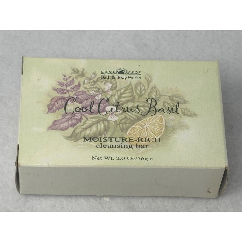 Vtg Bath And Body Works Moisture Rich Cleansing Bar Soap Cool Citrus Basil 2 oz‎